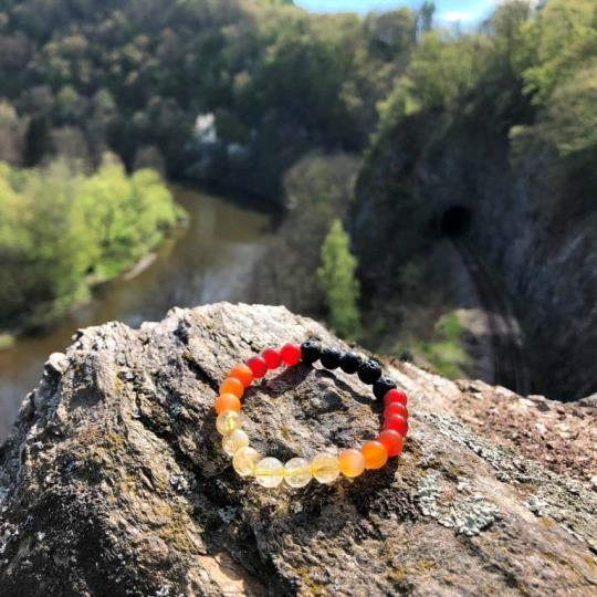 Minerální náramek karneol, citrín, lávový kámen - PLAMEN